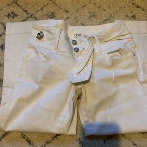 Cache white capris with faux diamond size 0